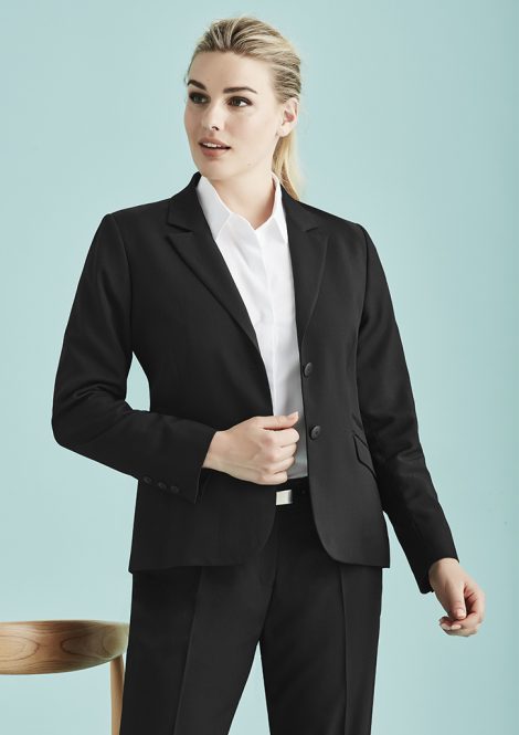 60119 Womans Stretch Two Button Mid Length Jacket