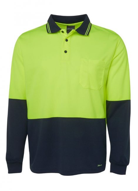 6HVPL Hi-Vis Long Sleeve Traditional Polo with Pocket